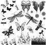 Butterflies and Dragonflies Black Enamel Decals