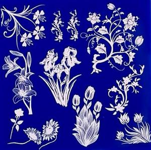 Floral Silhouettes White Enamel Decals