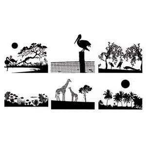 Tropical Scenes Black Enamel Decals