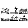 Tropical Scenes Black Enamel Decals