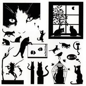 Cat Black Enamel Decals