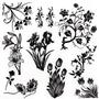 Floral Silhouettes Black Enamel Decals