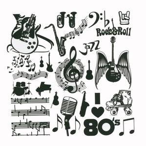 Music Black Enamel Decals