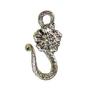 Art Nouveau Flower Silver Finish J Hooks - 1 Pair