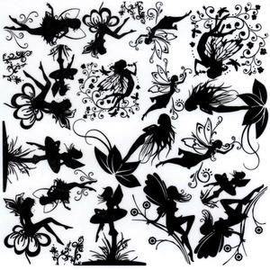 Designer Line Fairies Black Enamel Decals