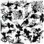 Designer Line Fairies Black Enamel Decals