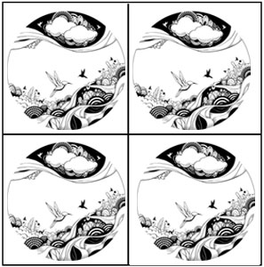 Artsy Hummingbird Black Enamel Decals - 4 Pack