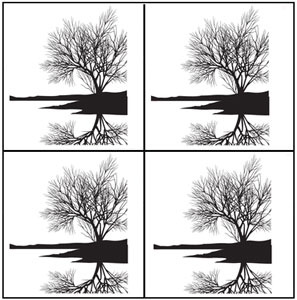 Tree Reflection Black Enamel Decals - 4 Pack