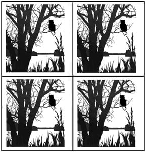 Forest Owl Black Enamel Decals - 4 Pack