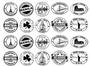 Travel Stamps Black Enamel Decals