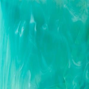Oceanside Caribbean Blue And White Wispy - 96 COE | Stained Glass