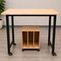 Workbench with Rolling Glass Organizer